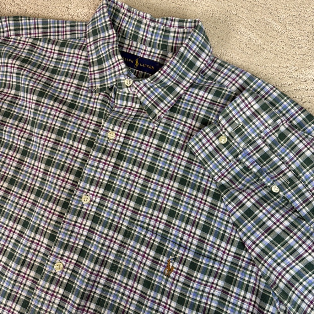 Men's Ralph Lauren‎ XLT Long Sleeve Button Down Plaid Shirt Preppy